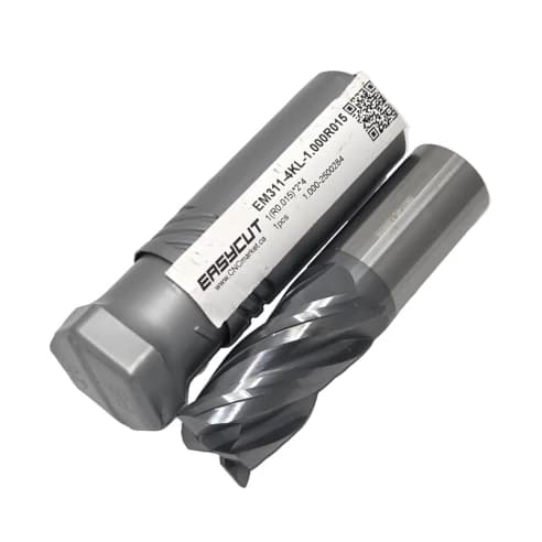 1 inch Carbide End Mill, 0.015 Corner Radius (1/64), 4 Flutes, Standard length, For P, M, K materials, AlCrN coated, LOC 2.000