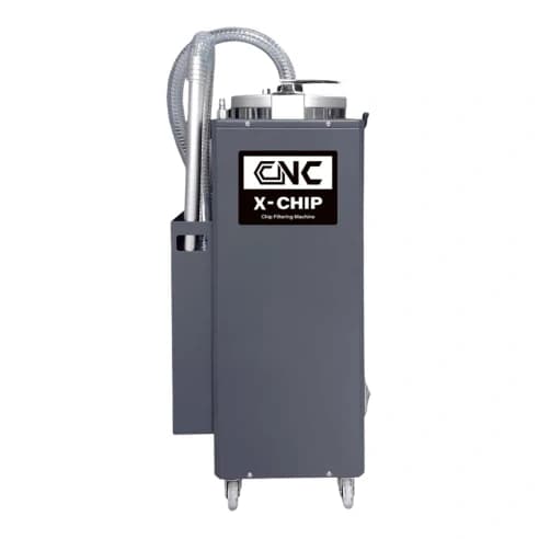 Chip skimmer and coolant filter for CNC machines, air-powered