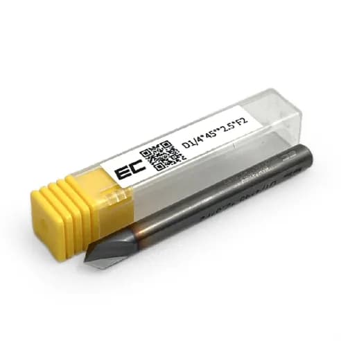 1/4 Carbide Chamfer Mill, 0.25 shank x 0.125 LOC, 2.5 Overall Length, 2 Flute, Chamfer 45°, TiCN Coated