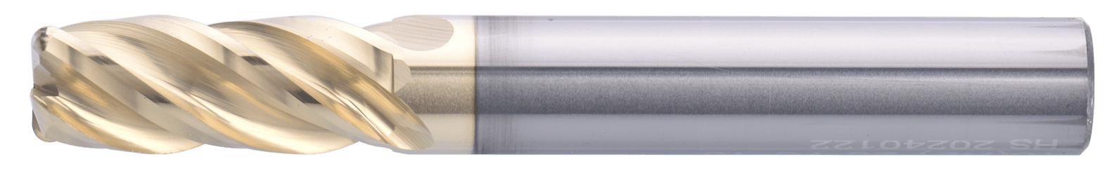 10 mm Carbide End Mill, 0.5 mm Corner Radius, 4 Flutes, Standard length, For P, M, S materials, AlTiN/Zr coating, LOC 25 mm