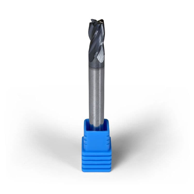 1/4" Carbide End Mill, 4 flutes, Bull Nose - R0.015", 0.5" LOC, AlCrN Coated