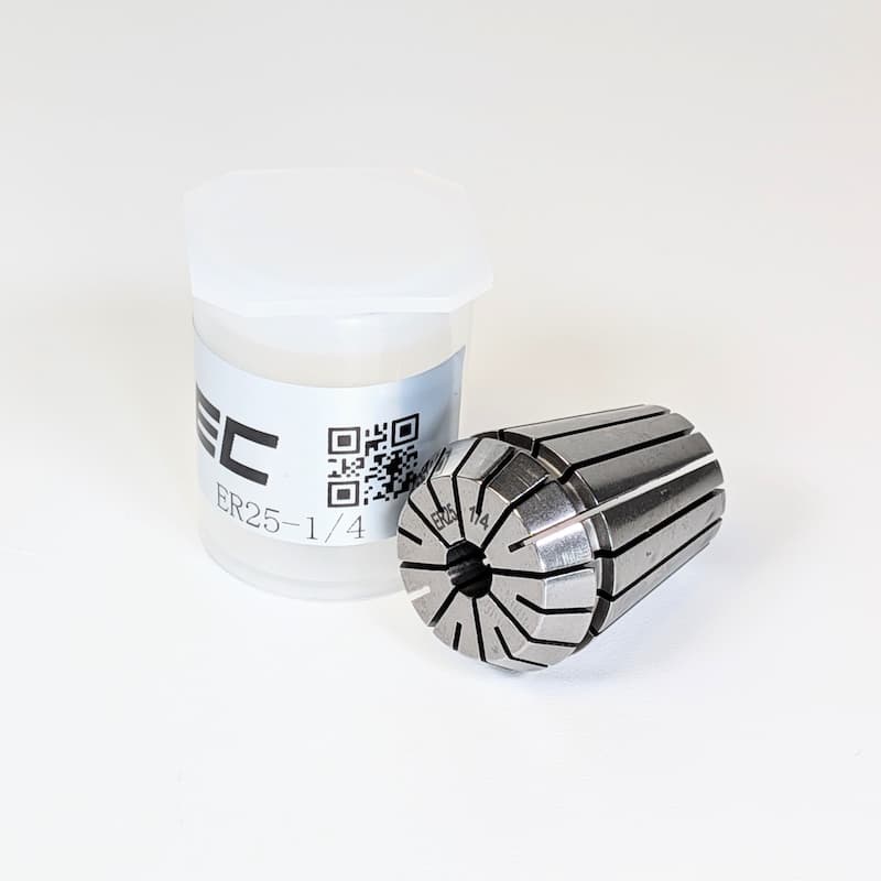 1/4" ER25 Collet, clamping range 0.250" - 0.211", Runout 0.01 mm