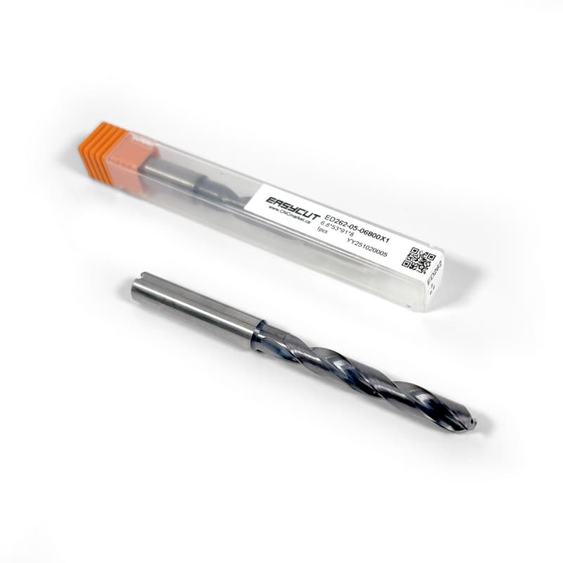 6.8mm Carbide Drill, 2 flutes, 5xD, Through Tool Coolant - 140°, 43mm LOC, Coated