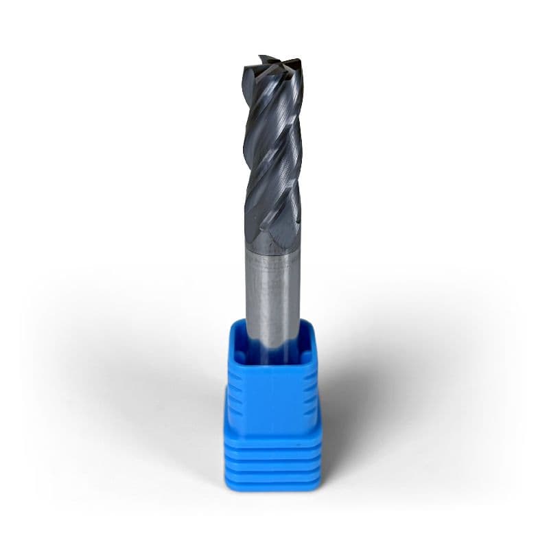 3/8" Carbide End Mill, 4 flutes, Bull Nose - R0.015", 1.0" LOC, AlCrN Coated
