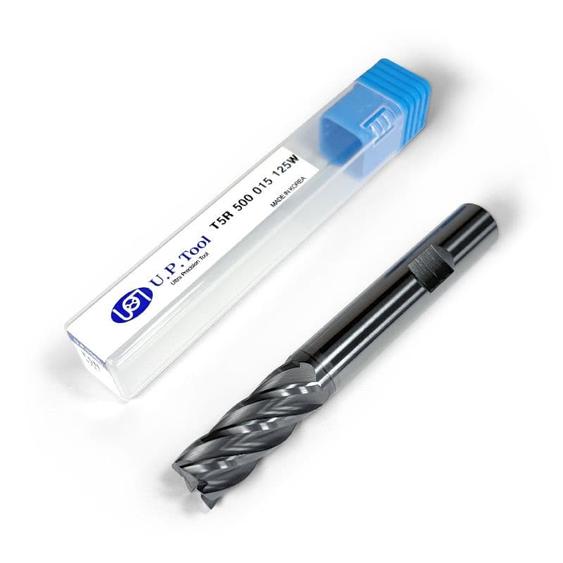 1/2" Carbide End Mill, 5 flutes, Bull Nose - R0.015", 1.25" LOC, AlCrN Coated, Weldon Shank