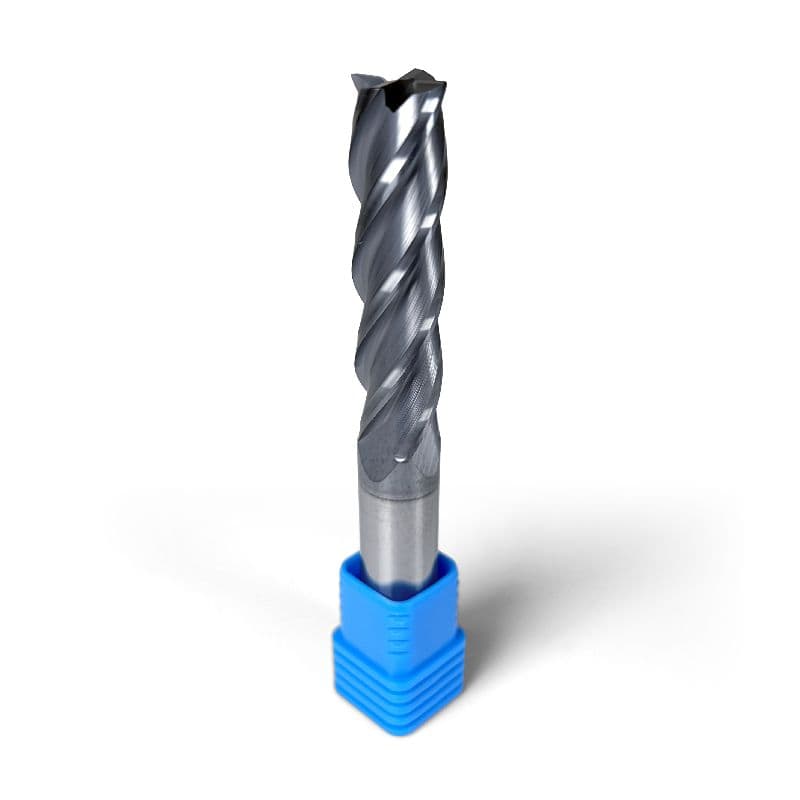 1/2" Carbide End Mill, 4 flutes, Bull Nose - R0.015", 2.0" LOC, AlCrN Coated, Extended Neck
