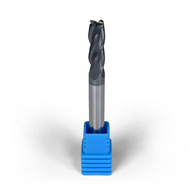 1/4" Carbide End Mill, 4 flutes, Bull Nose - R0.015", 0.75" LOC, AlCrN Coated