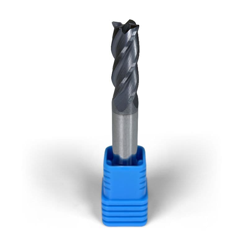 3/8" Carbide End Mill, 4 flutes, Bull Nose - R0.015", 1.0" LOC, AlCrN Coated, Weldon Shank