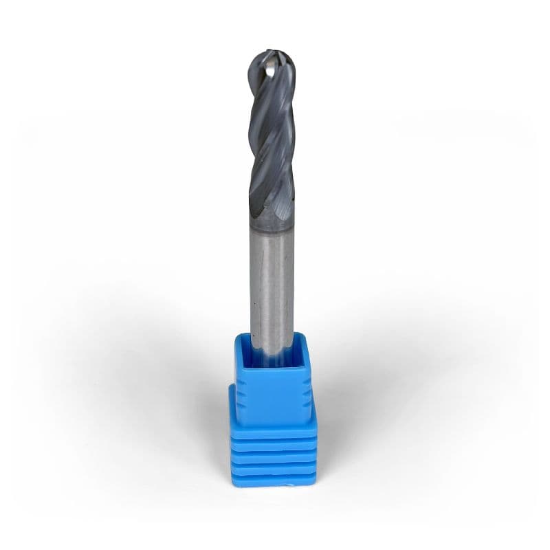 1/4" Carbide Ball Nose End Mill, 4 flutes, 0.8" LOC, AlCrN Coated