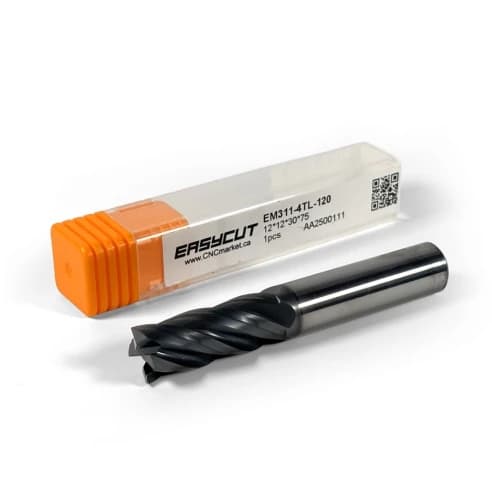 12 mm Carbide End Mill, 4 Flutes, Flat, Standard length, For P, M, K materials, AlCrN coated, LOC 30 mm