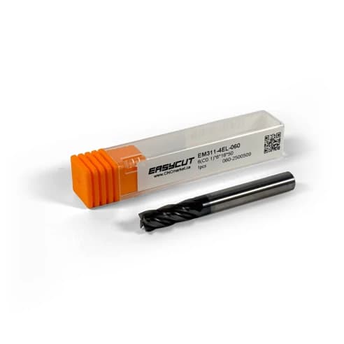 6 mm Carbide End Mill, 4 Flutes, 0.1 mm Corner Chamfer, Standard length, For P, M, K materials, AlCrN coated, LOC 16 mm