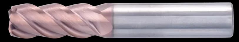 4 mm Carbide End Mill, 0.5 mm Corner Radius, 4 Flutes, Standard length, For P, H materials, TiSiAlCrN coated, LOC 12 mm