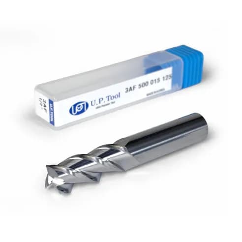 1/2" Carbide End Mill, 3 flutes, Bull Nose - R0.015", 1.25" LOC, Uncoated