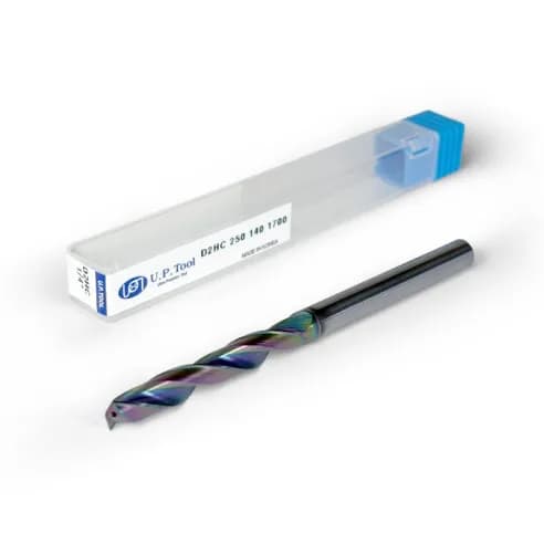 0.25" Carbide Drill, 2 flutes, 5xD, Through Tool Coolant - 140°, 1.7" LOC, HR Coated