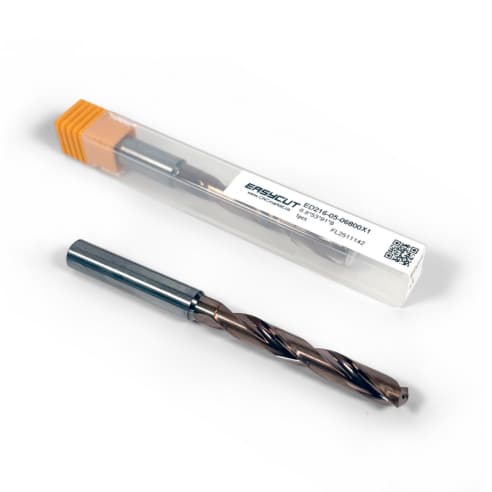 6.8mm Carbide Drill, 2 flutes, 5xD, Through Tool Coolant - 140°, 43mm LOC, Coated