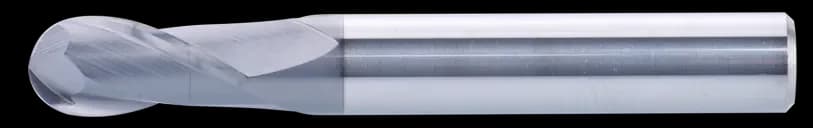1 mm Carbide End Mill, 2 Flutes, Ball Nose, Standard length, For P, M, K materials, AlCrN coated, LOC 2 mm