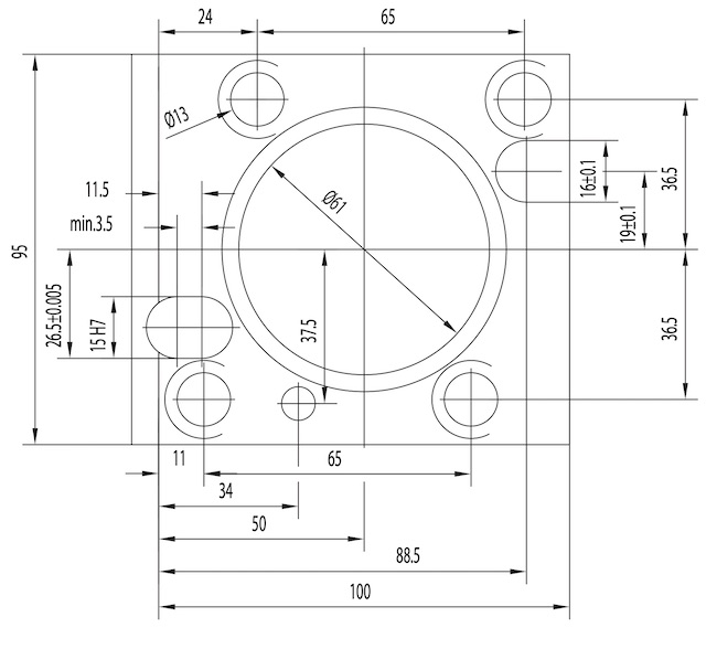 BMT60 LB3x Connection dimensions in mm