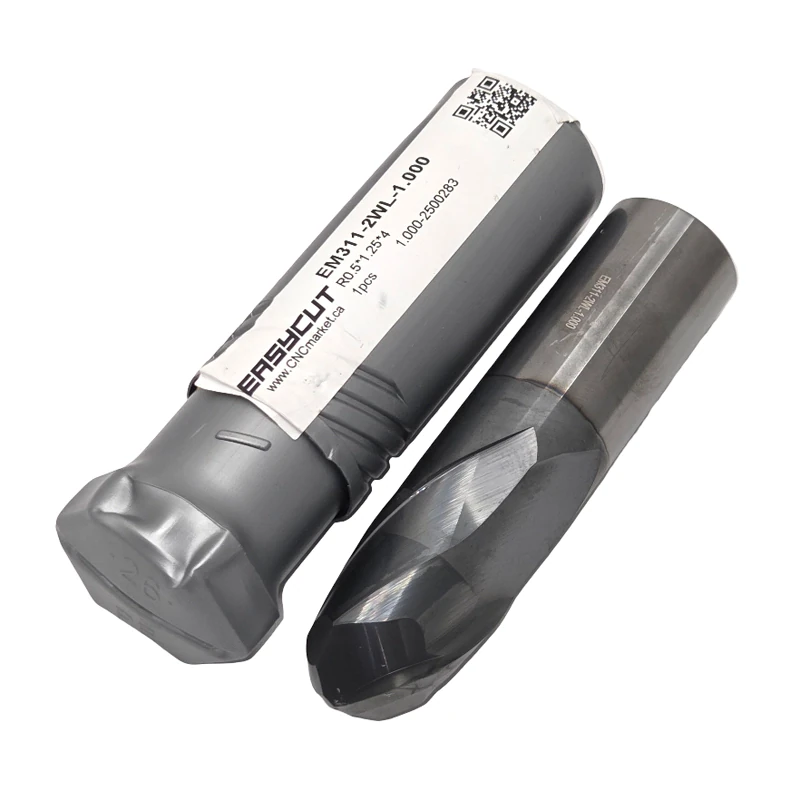 1 inch Carbide End Mill, 2 Flutes, Ball Nose, Standard length, For P, M, K materials, AlCrN coated, LOC 2.000