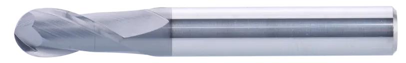 16 mm Carbide End Mill, 2 Flutes, Ball Nose, Standard length, For P, M, K materials, AlCrN coated, Helix angle 30 degree, LOC 30 mm