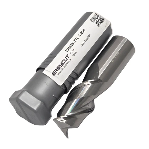 1 inch Carbide End Mill, 2 Flutes, Flat, Standard length, For N materials, Uncoated, LOC 1.000