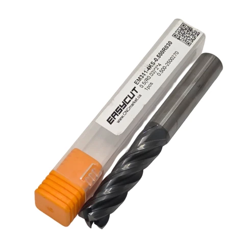 1/2 Carbide End Mill, 0.030 Corner Radius, 4 Flutes, Long, For P, M, K materials, AlCrN coated, LOC 2.000