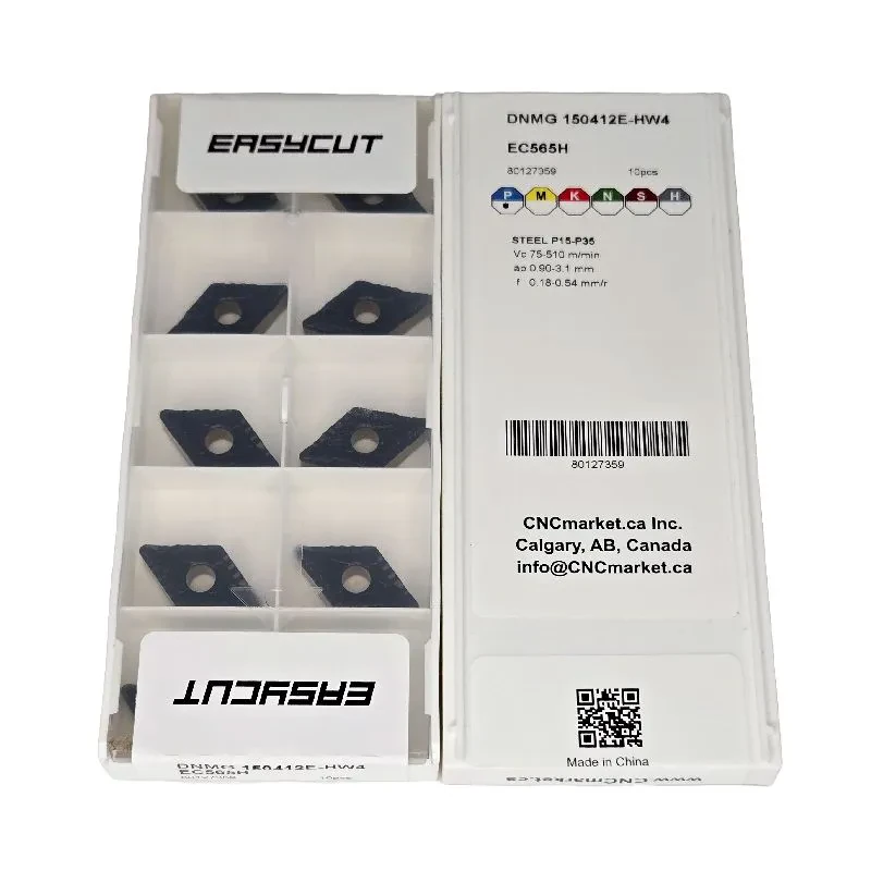 DNMG 150412E-HW4 EC565H, ANSI: DNMG 433, 55° Rhombic Negative Turning Insert, RE 1.2mm (0.05"), Carbide (CVD) for semi-finish turning of P Materials in general (medium Interrupted) conditions