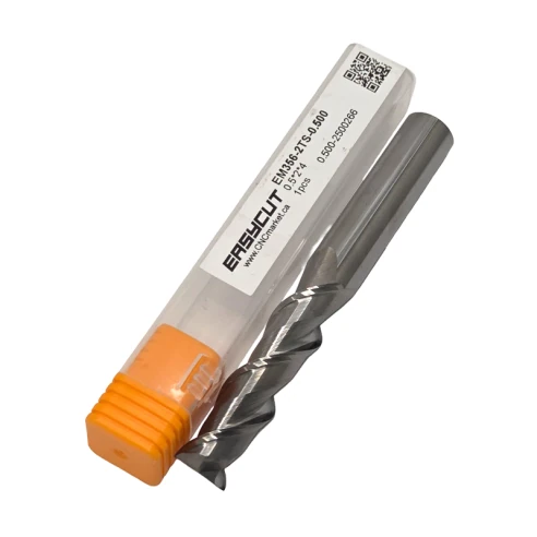 1/2 Carbide End Mill, 2 Flutes, Flat, Long, For N materials, Uncoated, LOC 2.000 