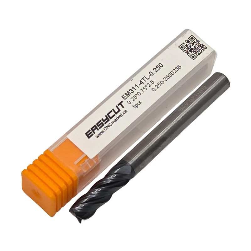 1/4 Carbide End Mill, 4 Flutes, Flat, Standard length, For P, M, K materials, AlCrN coated, LOC 0.750