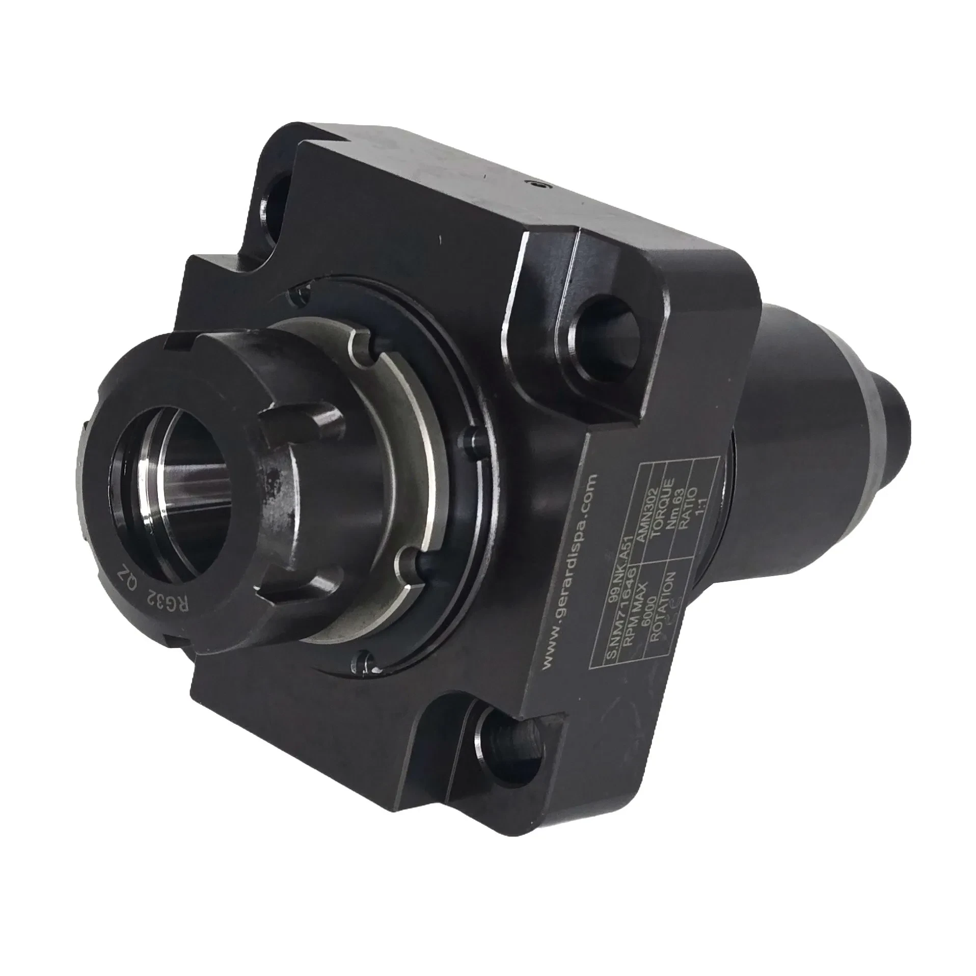 Straight (0°) live driven tool for BMT65 Nakamura turrets, ER32, RPM=6000