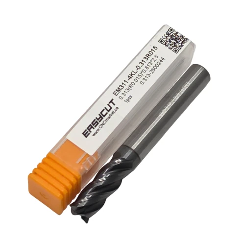 5/16  Carbide End Mill, 0.015 Corner Radius (1/64), 4 Flutes, Standard length, For P, M, K materials, AlCrN coated, LOC 0.813 
