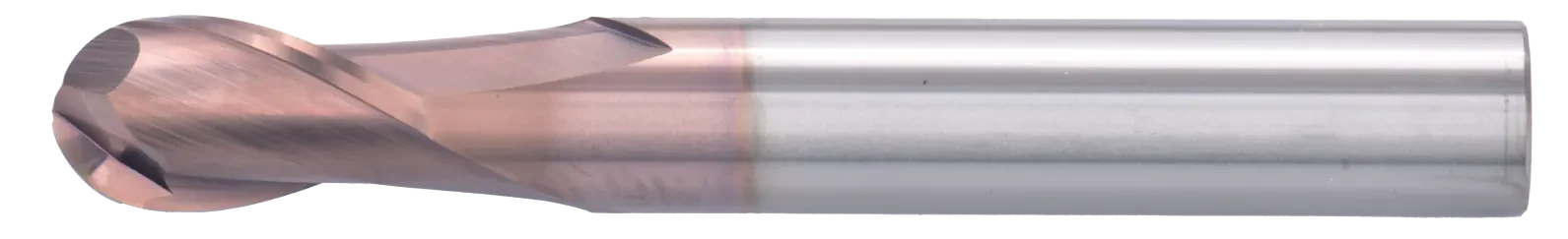 12 mm Carbide End Mill, 2 Flutes, Ball Nose, Standard length, For P, H materials, TiSiAlCrN coated, LOC 22 mm
