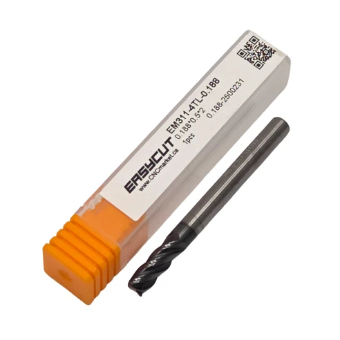 3/16 Carbide End Mill, 4 Flutes, Flat, Standard length, For P, M, K materials, AlCrN coated, LOC 0.500