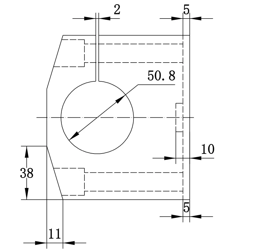 Bolt On toolholder for boring bars, clamping capacity 2" (50.8mm), split design, bolt grid 90x66 mm